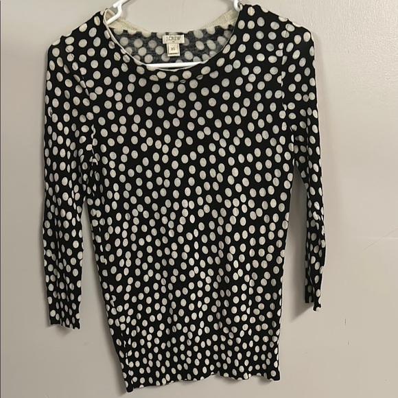 J. Crew Black and White Ribbed Fitted Sweater - Picture 1 of 4